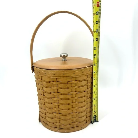 Longaberger Basket Ice Bucket 2003 Insulated With Wood Lid Top Handle Vintage - Picture 12 of 14